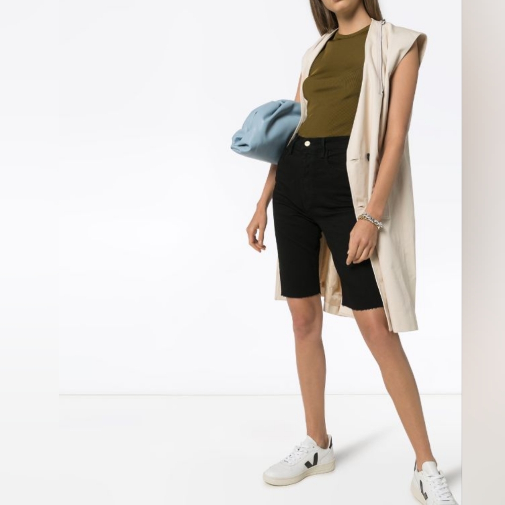 NEW Frame Denim Le Vintage Bermuda Shorts Black size 27 Long Denim High Waisted